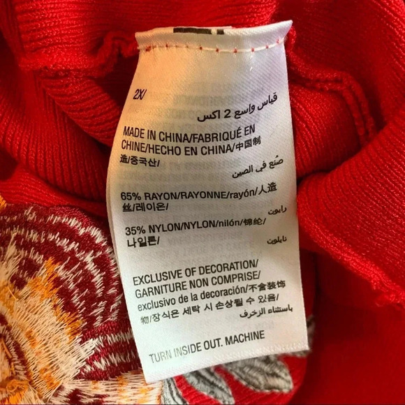 Inc INTERNATIONAL CONCEPTS Red Femme Sweater Top Plus 2X Embroidered - Picture 8 of 10
